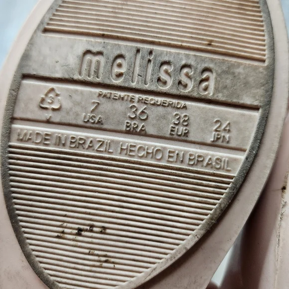 Melissa Flats Balerina Ultragirl Light Pink with Copper Flowers Womens 7 - Picture 6 of 8